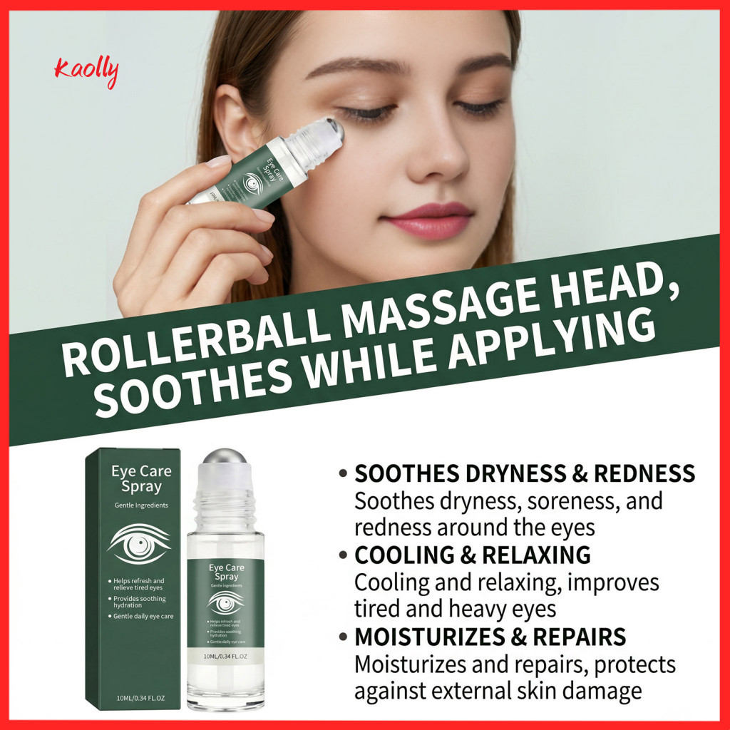 10ml Hydrating Eye Care Spray with Calendula Vitamin E Soothing Roller for Dry Tired Eyes – Gentle Massage Mist for Re