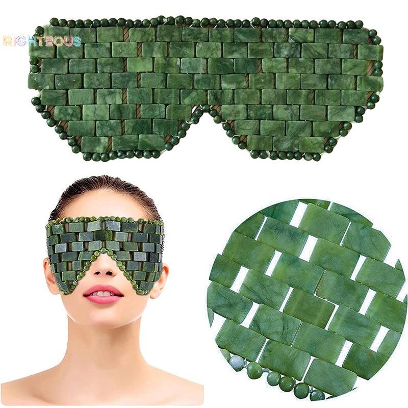 Rightrous Reutilizável Natural Carbonatoite Máscara De Olho Massageador Jade Relaxar Ferramentas De Massagem Do Sono Cui