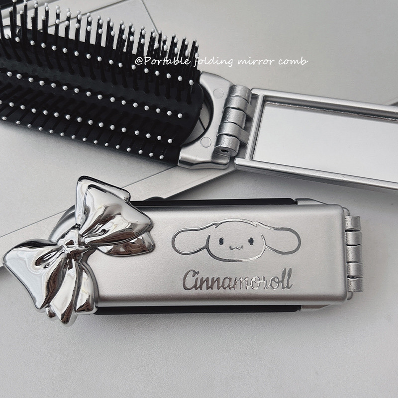 Portable folding comb，With a makeup mirror，Airbag comb，For women only，Suitable for long hair，Beautiful，Suitable for chil