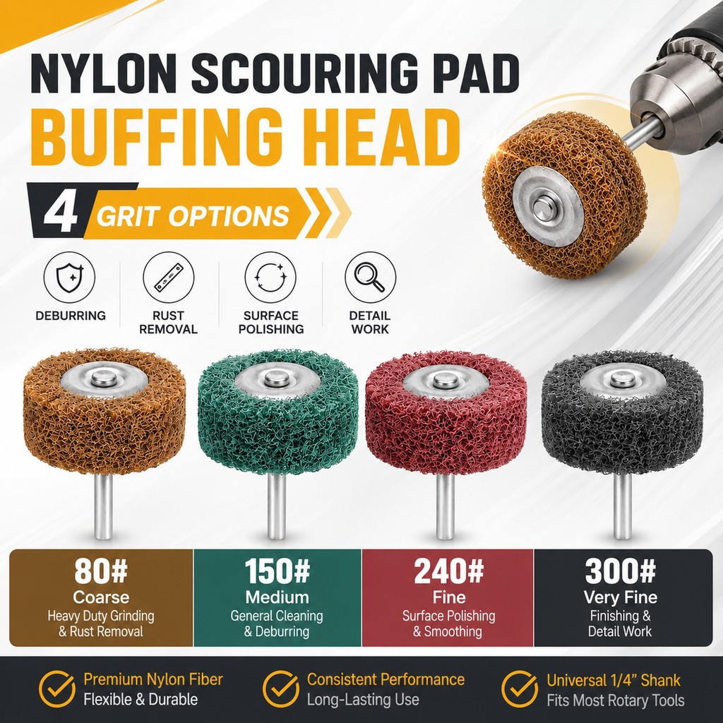Industrial Drill Polishing Pad with Hex Shank Nylon Cleaning Pad Brush