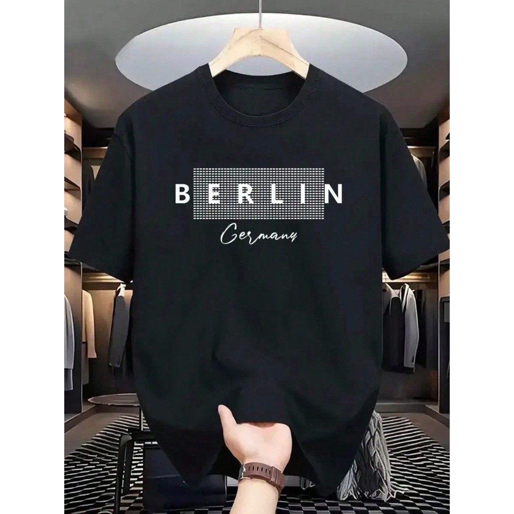 Camiseta Masculina Berlin Germany Manga Curta Camisa Casual Versátil e Confortável 100% Algodão Camisa 30.1 Penteada