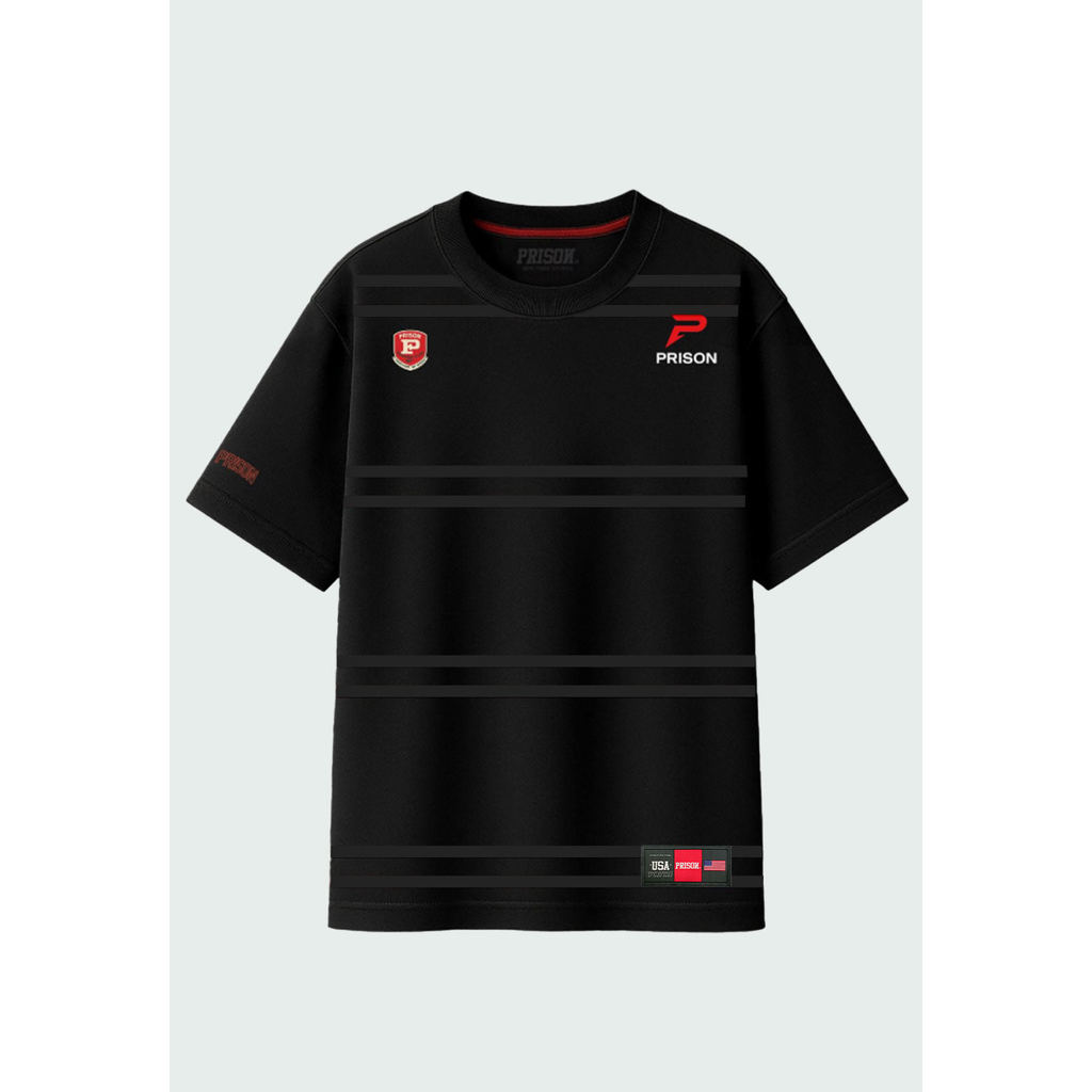 Camiseta Listrada Streetwear Running Preta Prision M-XXG