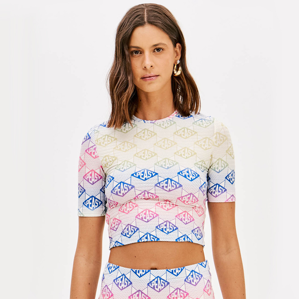 Blusa Cropped Easy Lança Perfume Sleeved Pr26 Rosa Feminino
