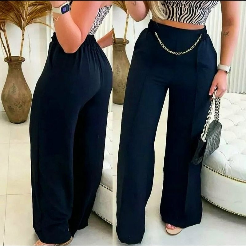Calça Pantalona Feminina Varios Tamanhos Cintura Alta Wide Leg Duna