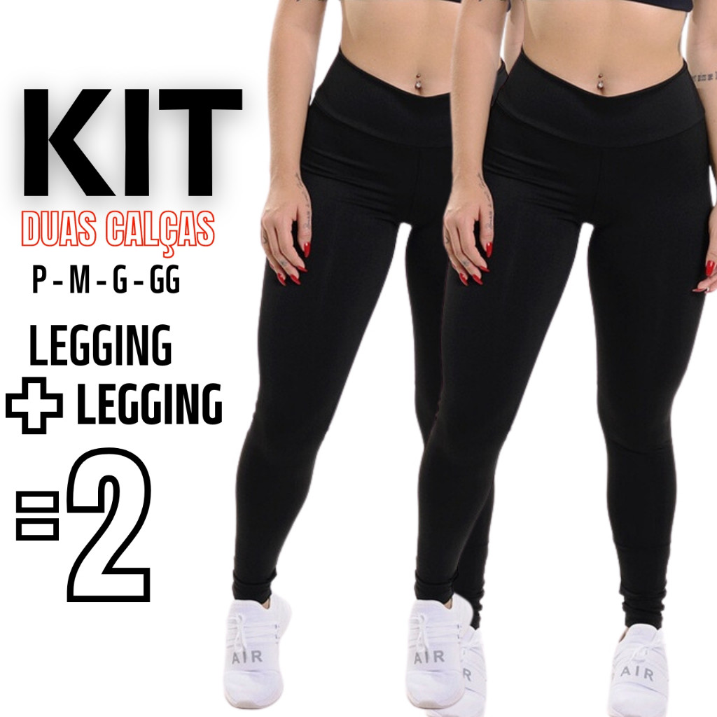 Kit C/ 02 Calça Legging Cintura Alta Leg Suplex Grossa DIA -DIA