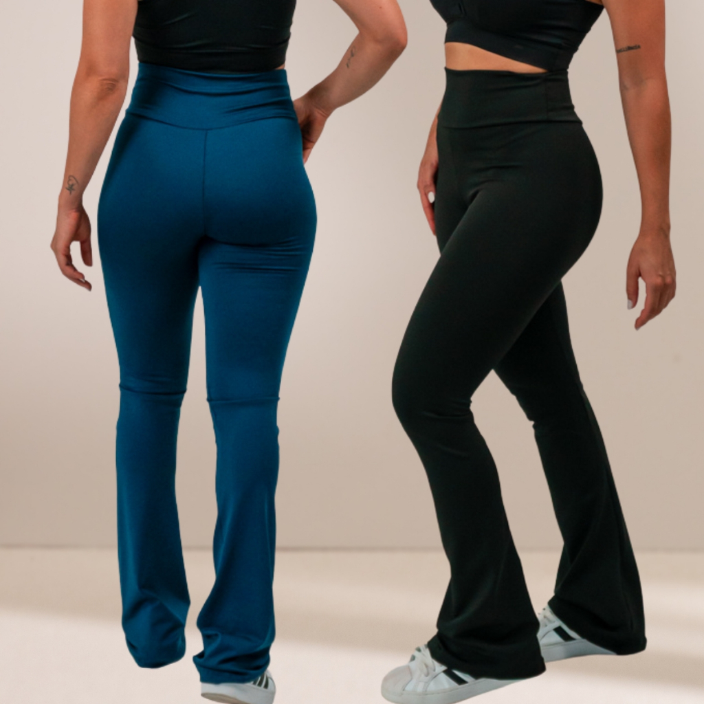Calça Legging Flare Feminina Bailarina Suplex Cintura Alta Boca de Sino Calça Leg Promoção