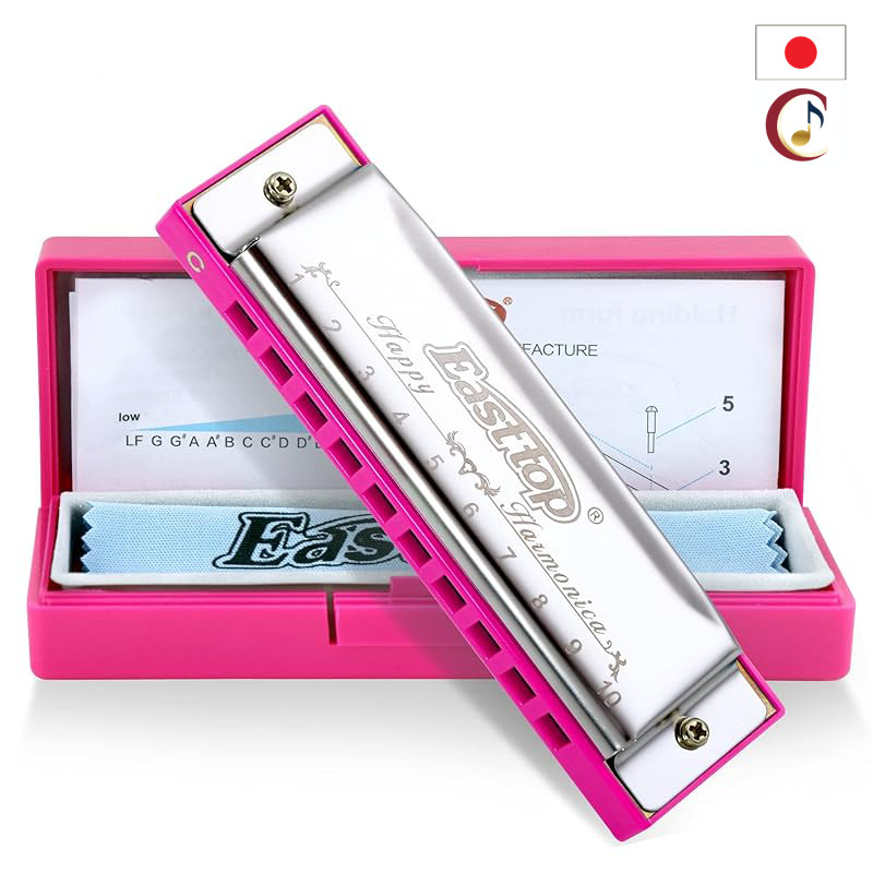 East top Blues Harmonica, C Key, 10-Hole 20-Tone, High Airtightness, for Beginners, Students, Kids and Professionals, Gr