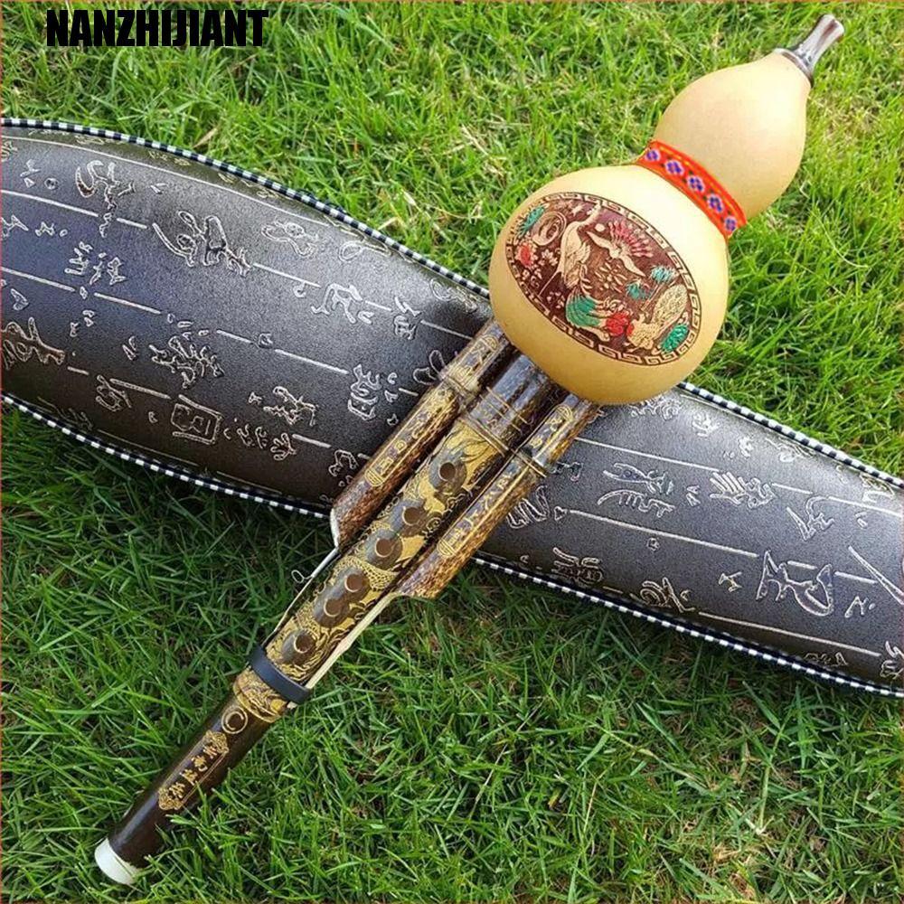 Flauta De Cabaça NANZHIJIANT , C/bB Key Professional Cucúrbito Hulusi , Bambu Preto