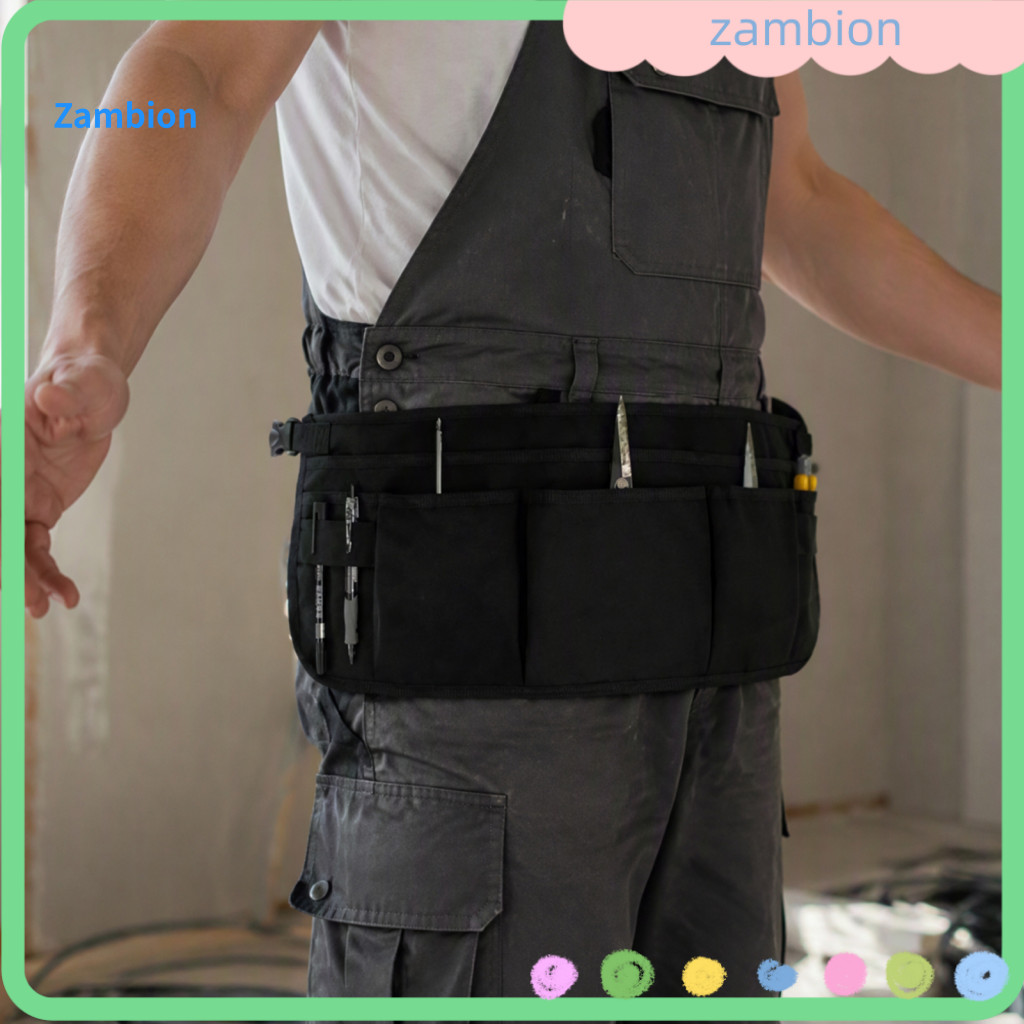 Electrician Utility Belt Adjustable Waist Tool Waterproof Work Apron with 12 Pockets Heavy Duty Bag for Carpenter for Cr