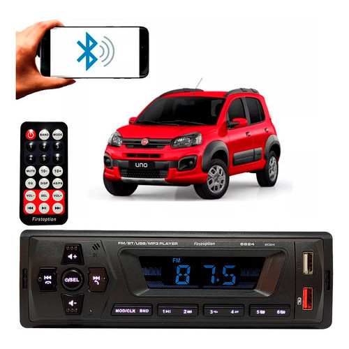 Auto Radio First Pendrive Som Bluetooth Carro Fiat Uno Way