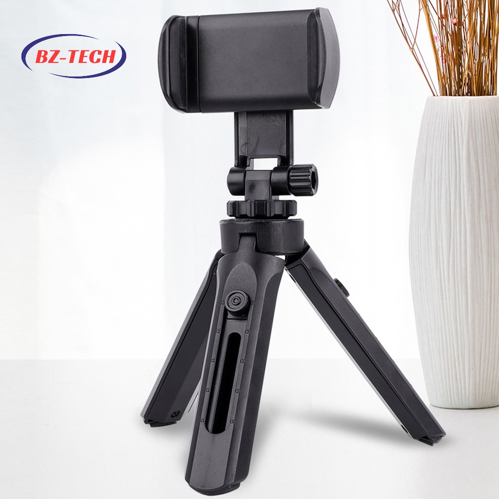 mini tripé de mesa portátil para celular ajustável rotação 360º suporte p/ modo horizontal e vertical