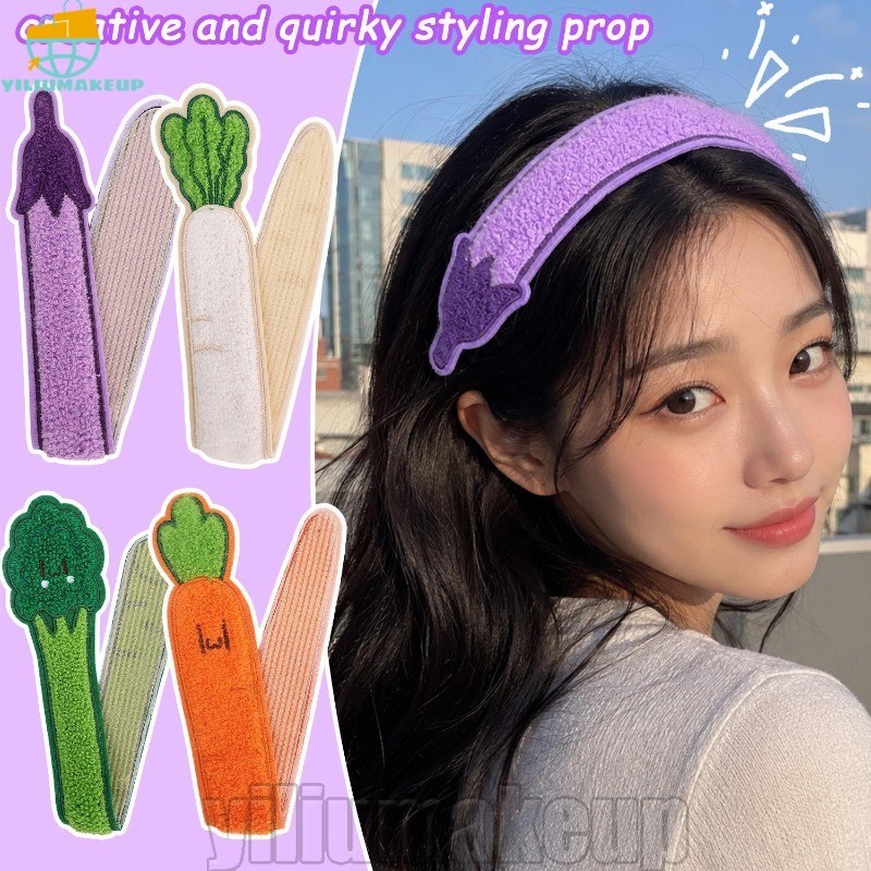 [Quick] Grampo De Cabelo Vegetal Realista De 1/2 Unidades-Para Lavagem De Rosto-Faixa De Velcro-Acessórios Femininos E M