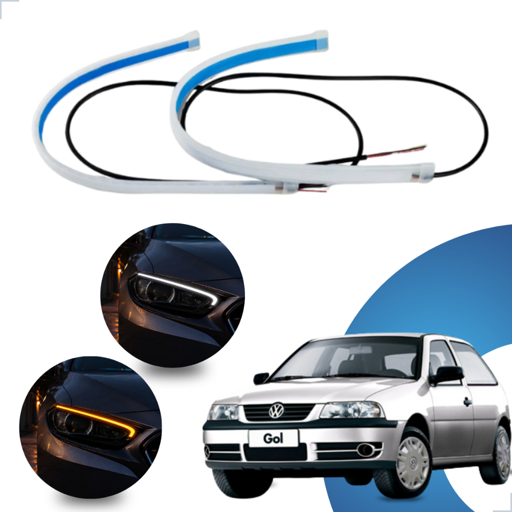 Kit Fitas Led DRL Farol + Seta 12v 45cm Gol G4 2006 2007 2008