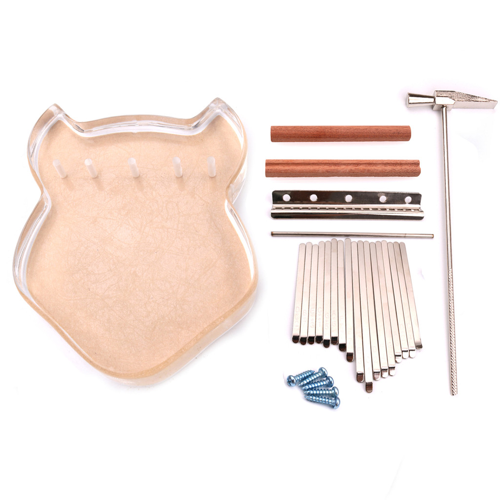 ttopbr Polegar Piano 17 Teclas Com Tune Hammer Travesseiro Madeira E Parafusos Acrílico Bonito Cabeça De Rinoceronte For