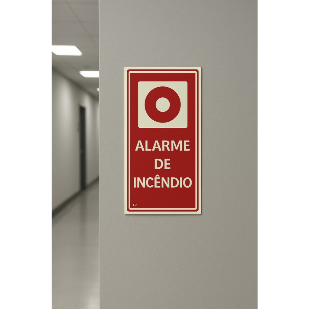 Placa Sinalização Fotoluminescentes Alarme De Incêndio