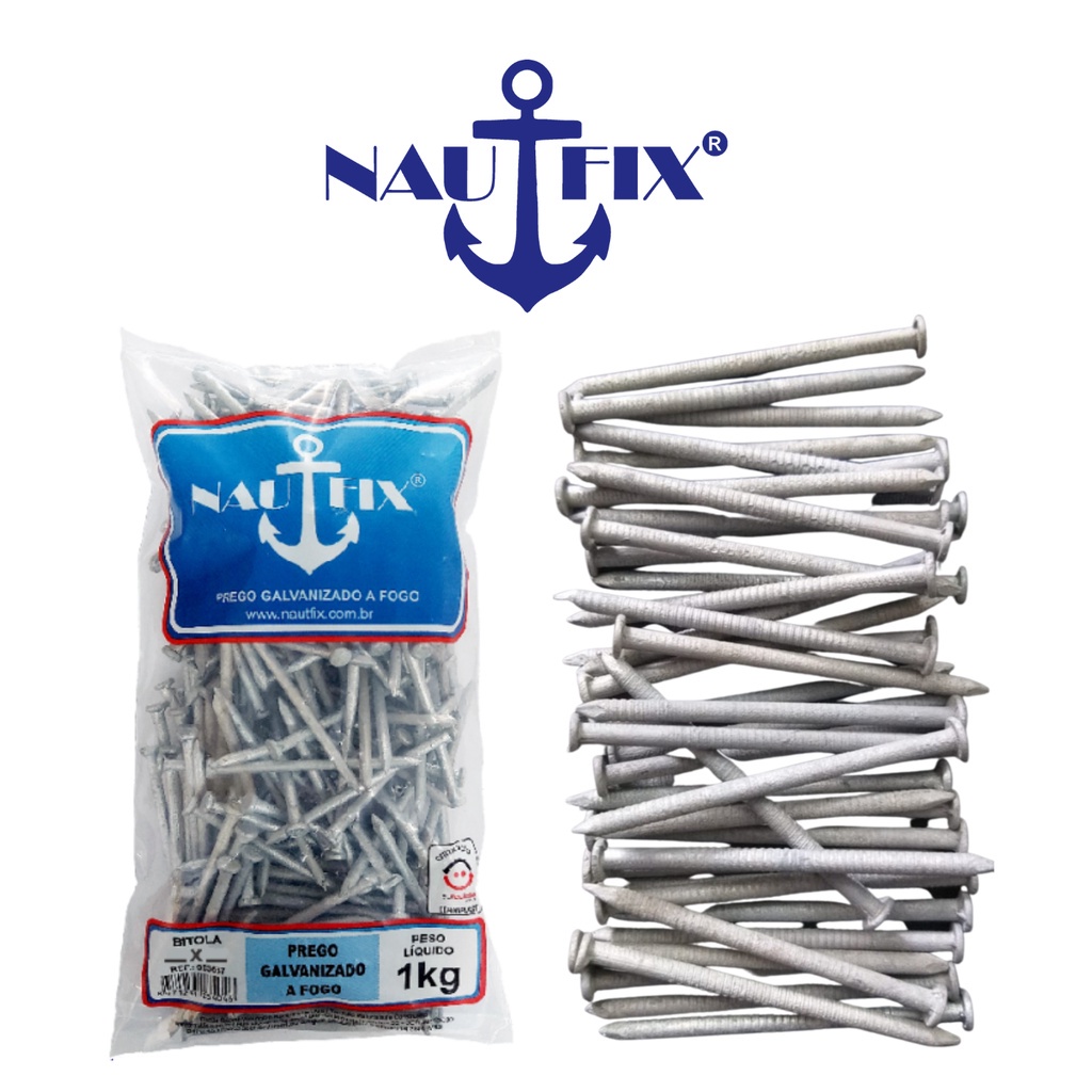 Prego Galvanizado a Fogo Liso NautFix 20x30 de 1Kg