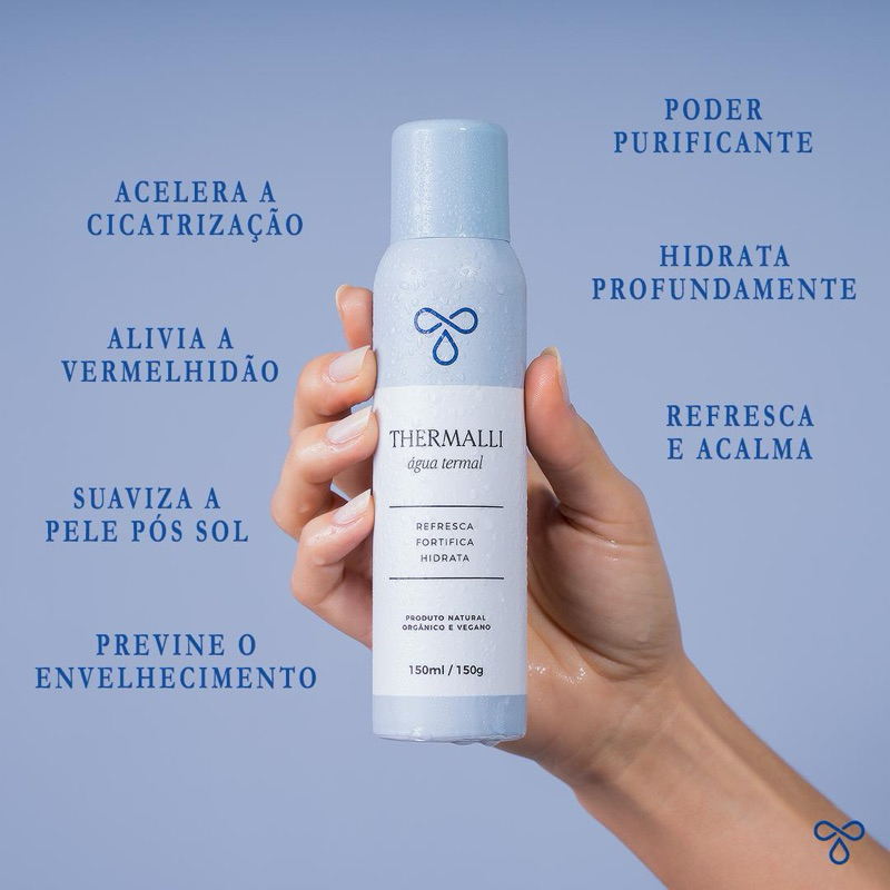 ÁGUA TERMAL THERMALLI HIDRATAÇÃO, REFRESCÂNCIA E CUIDADO, PREVINE O ENVELHECIMENTO PRECOCE, ACALMA INFLAMAÇÕES 1026-A