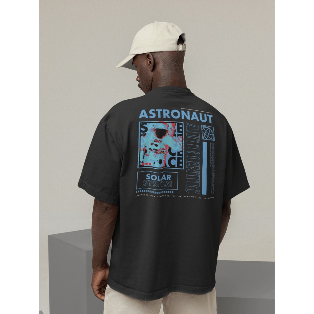 Camiseta Oversized Gola Alta Streetwear Masculino e Feminino 100% Algodão  Preto e Off Whte Estampado - ASTRONAUT