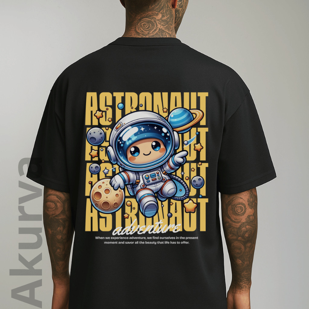 Camisa Camiseta Casual Streetwear Astronaut Cute Adventure Tshirt Minimalista Tecido Malha Premium