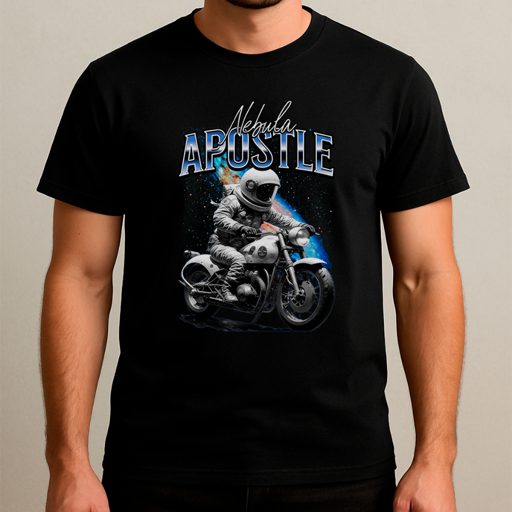 Camiseta Básica Premium Estampada Astronaut Biker