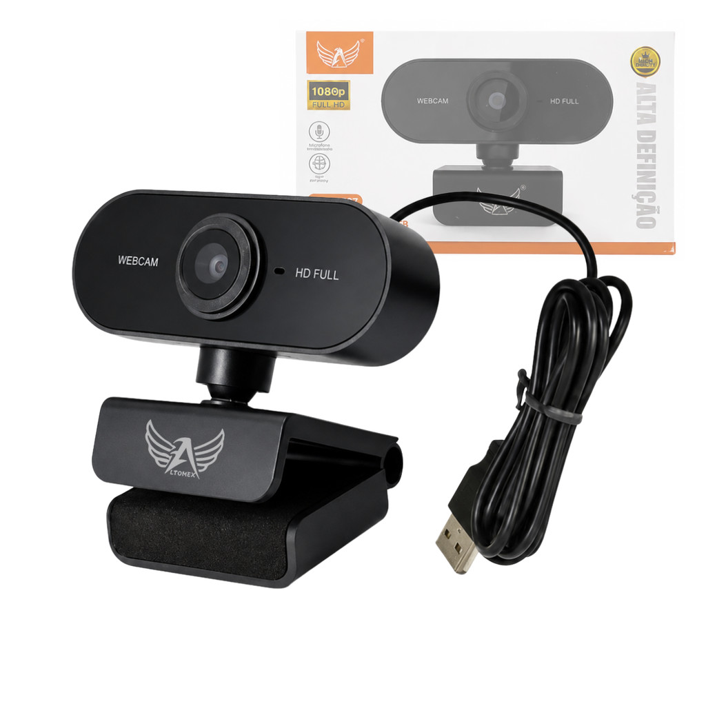 Webcam com Microfone Embutido USB Full HD 1080p Rotação 360° Altomex AL-ZP209