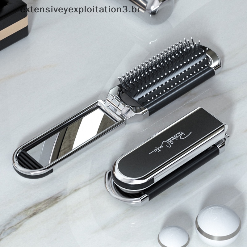 【extensiveyexploitation3.br】 Folding Massage Comb with Mirror, Anti-Static Portable Travel Hair Brush .