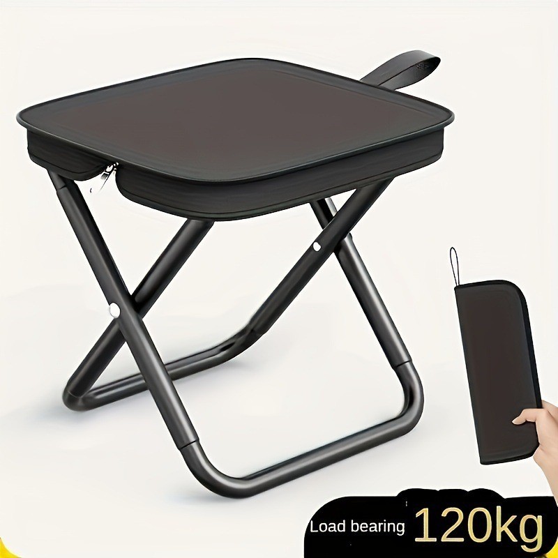 Folding Stool Beach Camping Fishing Aluminum Zipper Mini Portable Beige Black Travel Detachable Stool