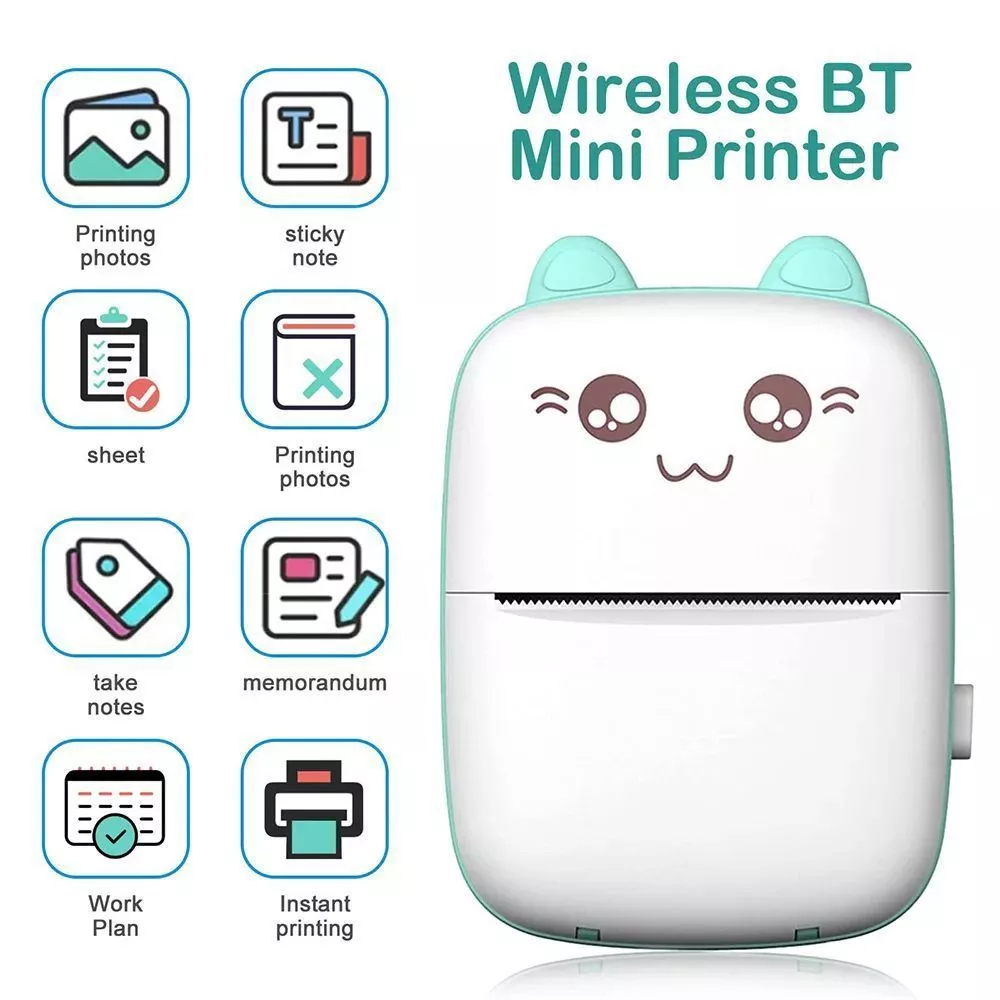Mini Impressora Térmica De Bolso Portátil Impressão Sem Fio Fotos Notas Bluetooth Para Android iOS