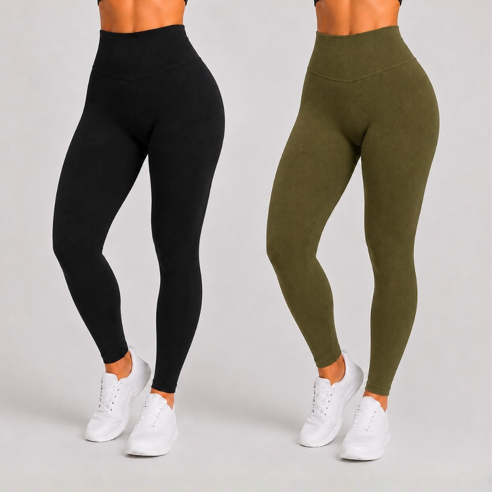 Kit 2 Calça Legging Feminina Premium Canelada Fitness Academia Yoga Pilates Cintura Alta Zero Transparencia