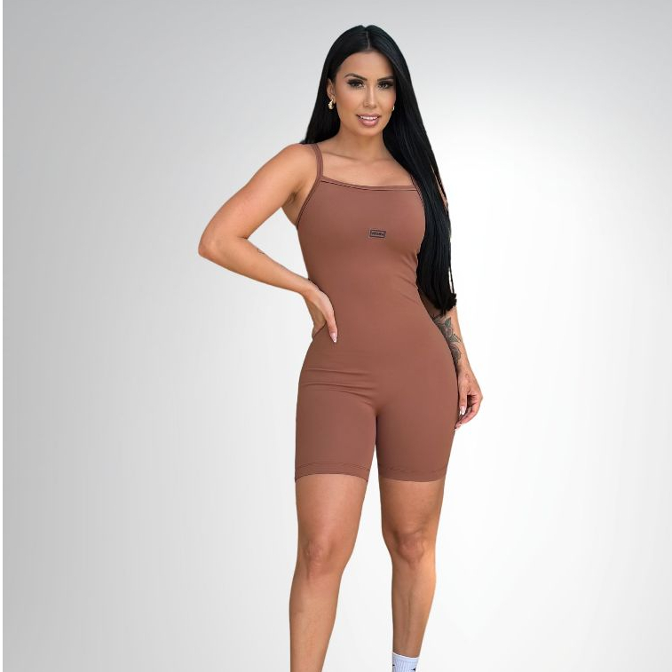 Macacao Macaquinho Short Modelador Fitness Treino Academia Pilates Virginia Luxuoso Poliamida Premium
