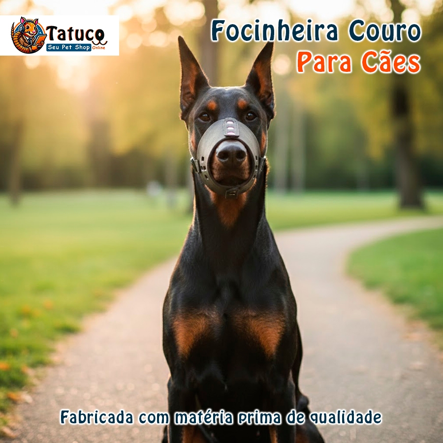 Focinheira Jireh Dog Couro para Cães Cachorro - UNIDADE - Cores Sortidas