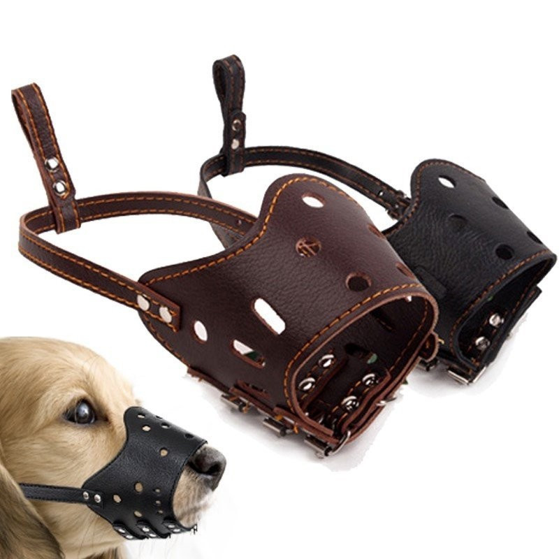 Focinheiras Anti-Mordidas De Couro Para Cão De Estimação Fofocinhos Evitar Mastigar Segurança Small Large Dog Fornecimen