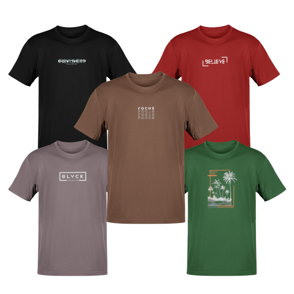 Kit 5 Camisetas Casuais P ao GG MDX Clothing