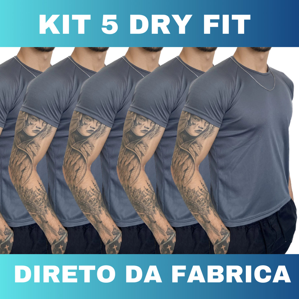Kit 5 Camisetas Dry Fit Masculina Treino Corrida Esportes - Slim Fit - Mdx Clothing