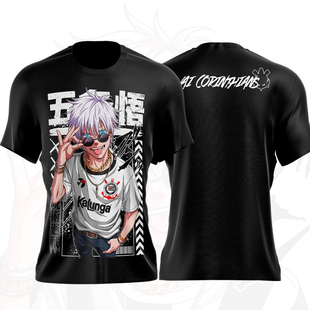 Camiseta Masculina Estampa Satoru Gojo Torcedor Time - Camisa de Malha 100% Algodão - Envio Rápido- Polar Clothing Store