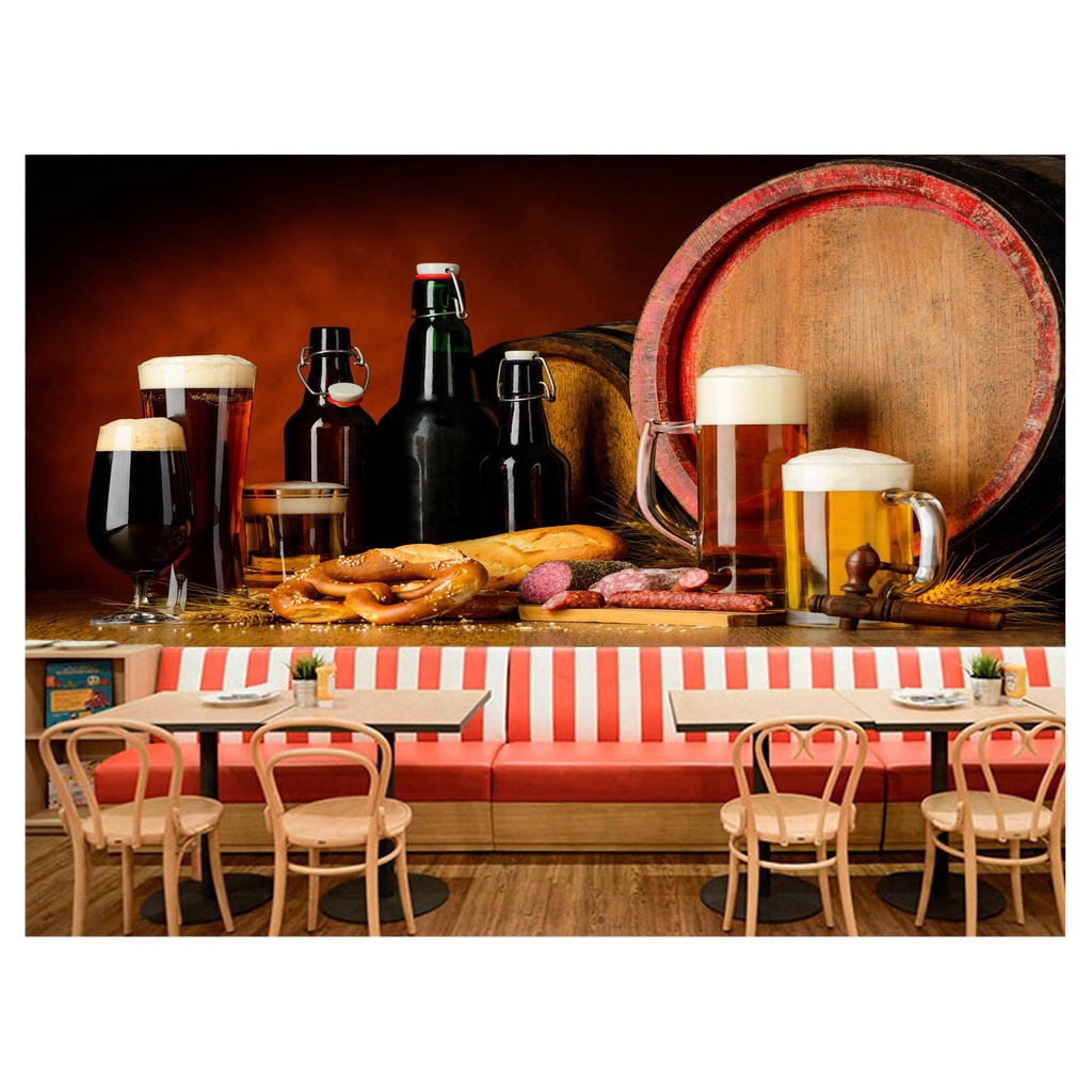 papel de parede Cerveja bebida barril cevada 3D 10m² AL85