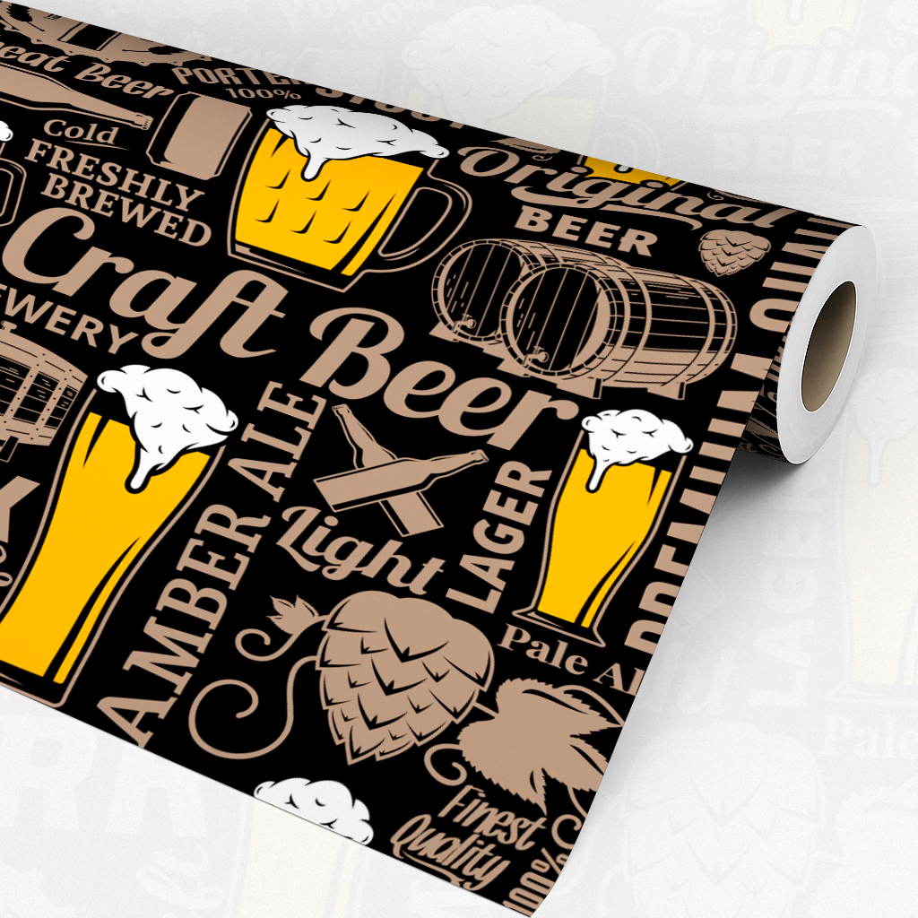 Papel De Parede Gourmet Adessivo Craft Beer Cerveja - Para Cozinha e Bares Preto