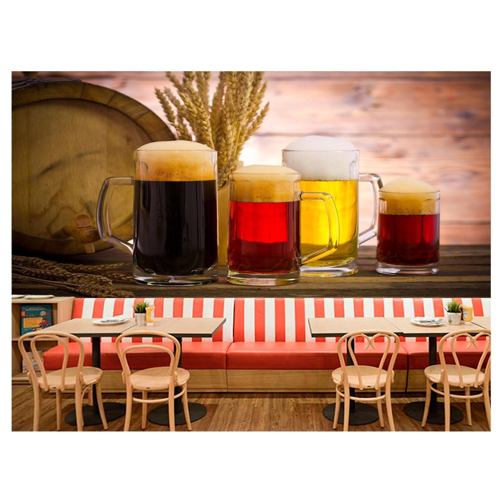 papel de parede Cerveja bebida barril cevada 3D 7,5m² AL86