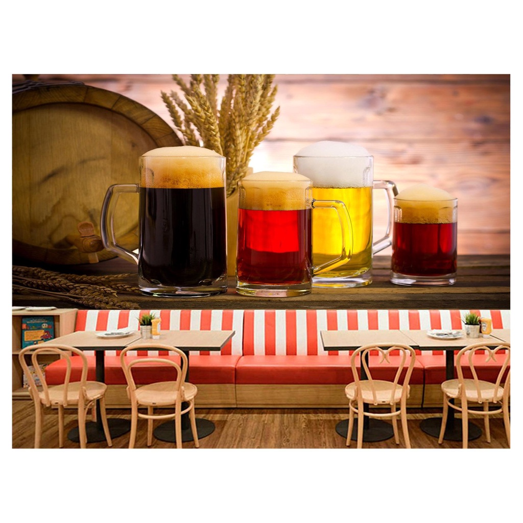 papel de parede Cerveja bebida barril chopp 3D 7,5m² AL105