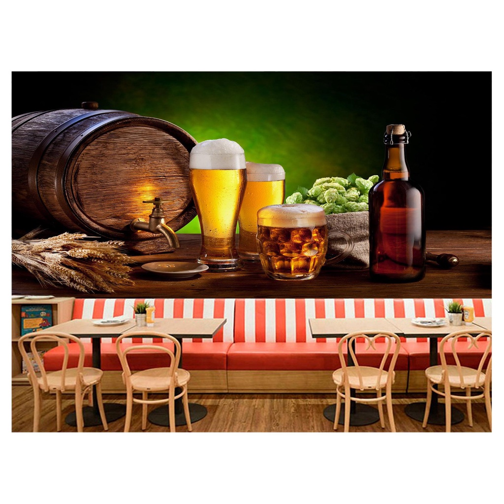 papel de parede Cerveja bebida barril cevada 3D 10m² AL72