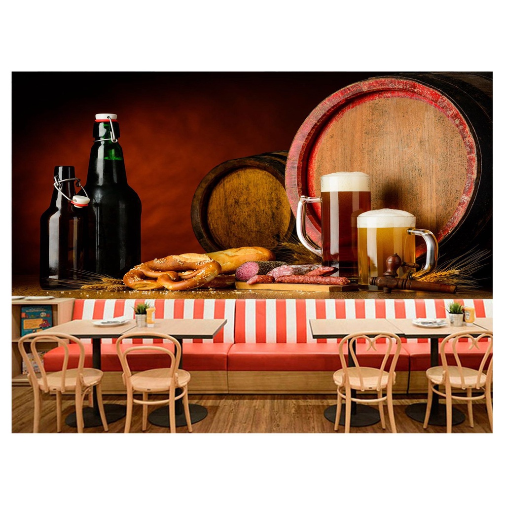 papel de parede Cerveja bebida barril cevada 7,5m² AL106