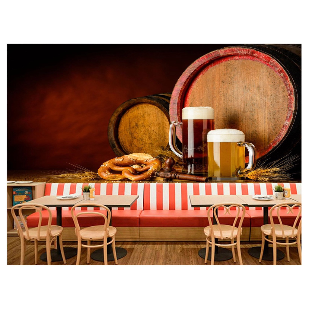 papel de parede Cerveja bebida barril cevada 3D 10m² AL71
