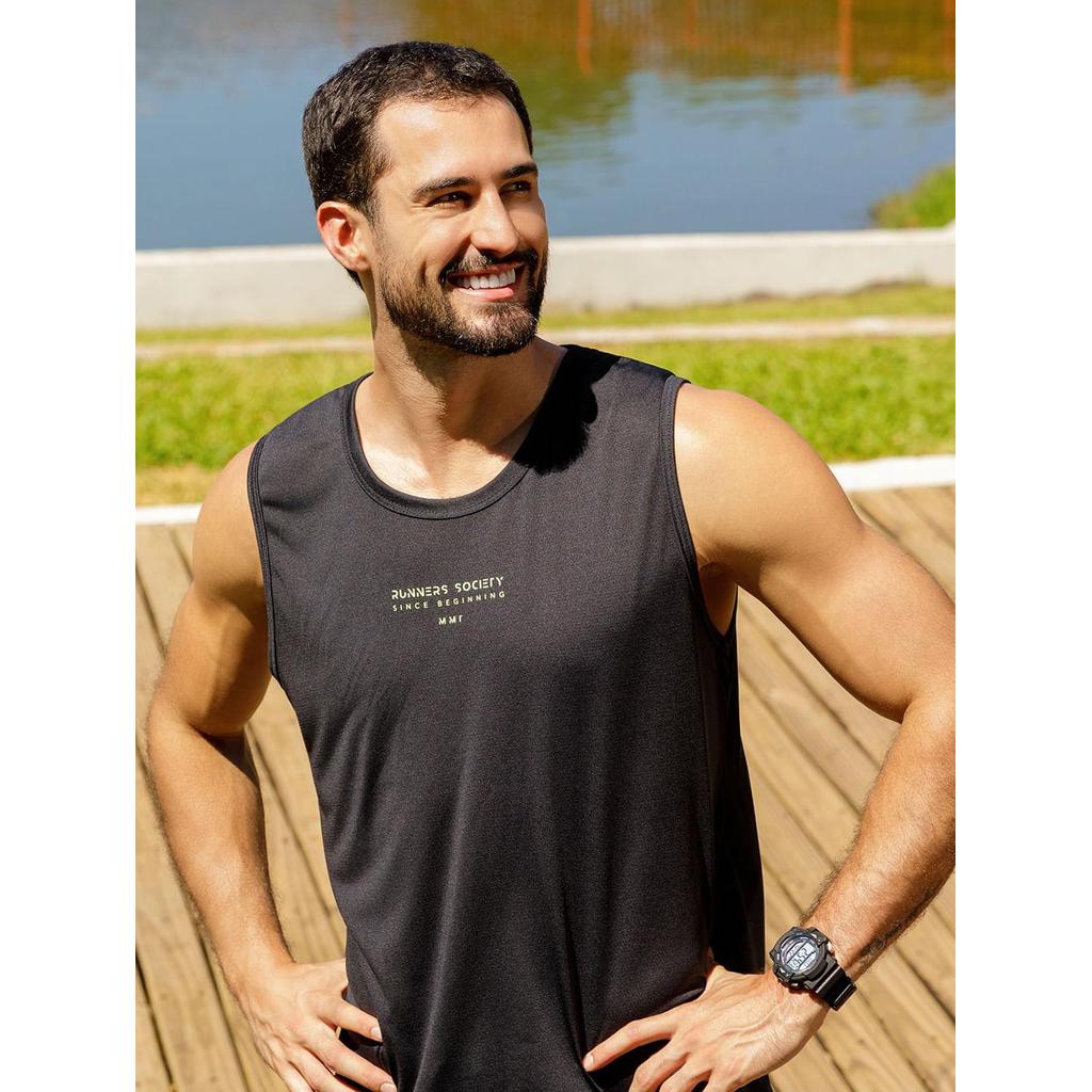 Camiseta Regata Running Furadinha Masculina PRETO