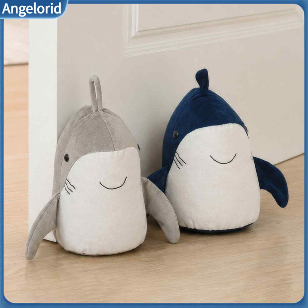 Door Stop Plush Shark Doorstop Stopper – Non-slip Weighted Fabric Anti-collision Decorative Home Office Floor Holder C