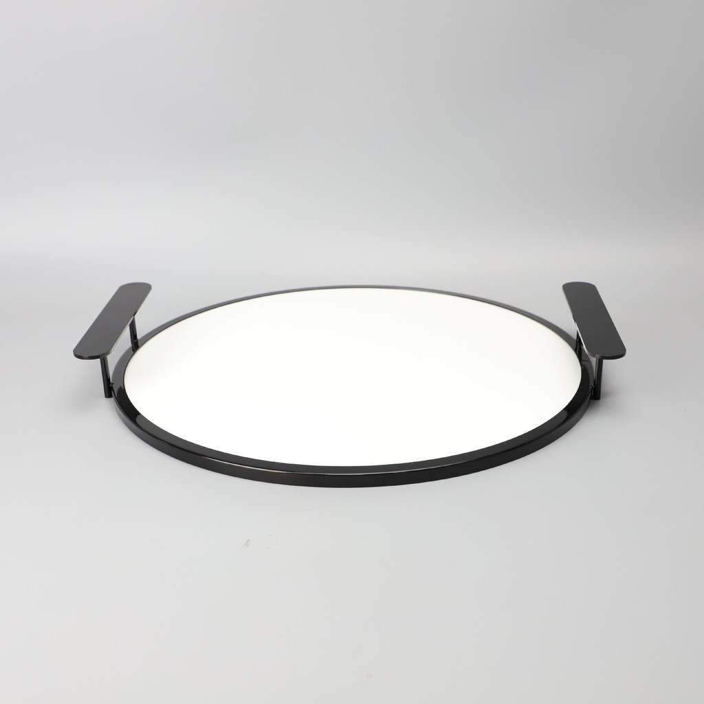 6LFV Modern minimalist metal and leather tray, suitable for display in model homes, offices, bedrooms, living rooms, din