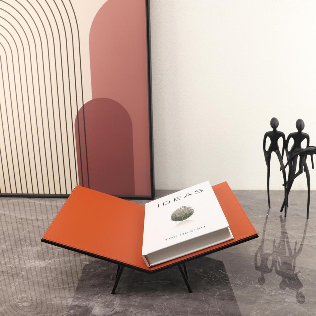ACQA Simple and modern metal and leather bookshelf, magazine rack, decorative piece, creative home and office decor, sui