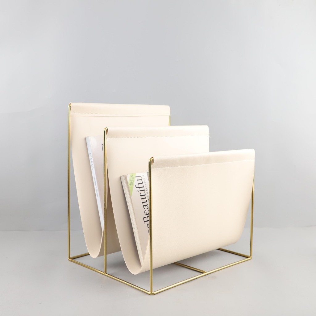 IPMX Modern minimalist metal and leather floor-standing magazine rack, decorative piece for living rooms, studies, and h