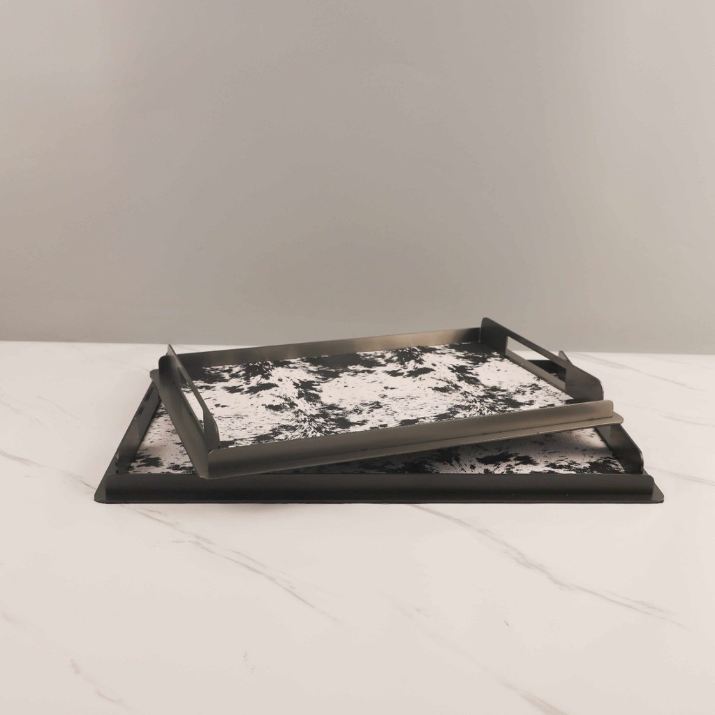 0GG8 Modern minimalist metal and leather aromatherapy storage tray, suitable for living rooms, bedrooms, hallways, hotel