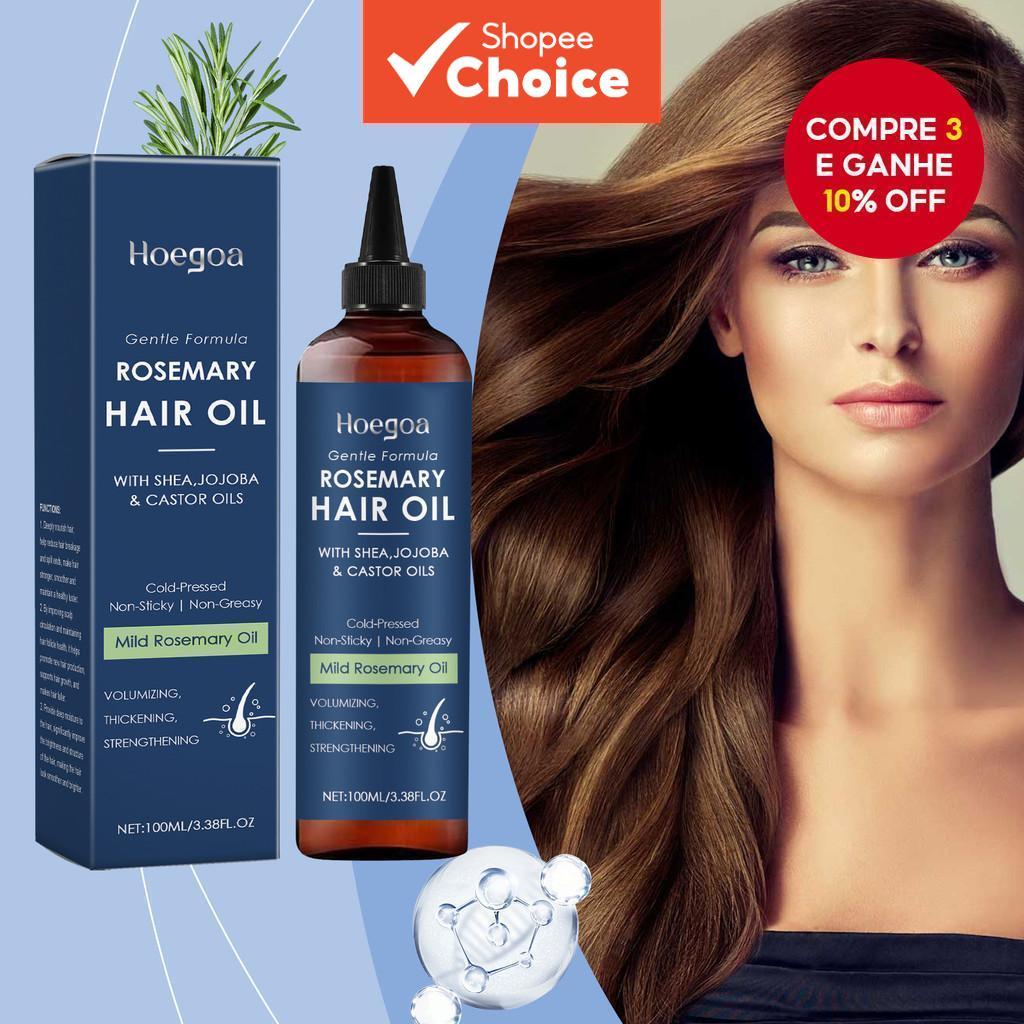 Óleo de Cuidado Capilar de Alecrim com Óleo de Semente de Rícino e Óleo de Jojoba para Nutrição do Couro Cabeludo,