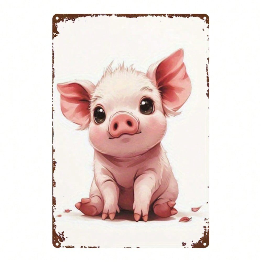 CIFbuy Cartoon Pig Metal Sign Decoração De Parede De Ferro Rústico 8x12 Polegadas